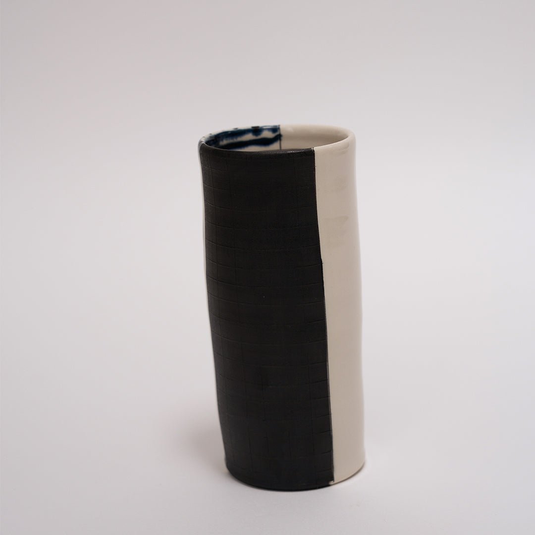 Studio Pottery, Black and White Ceramic Vase