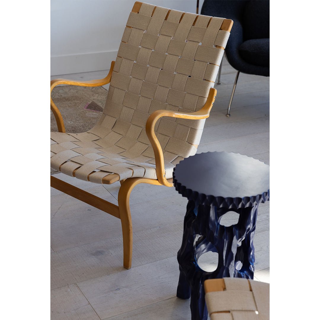 A Lacquer Blue Carved Wood Side Table