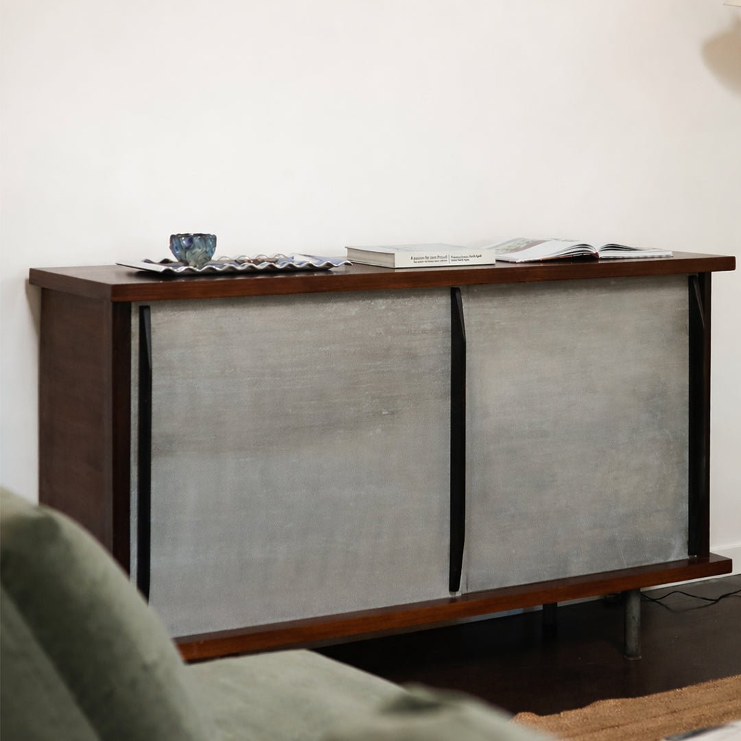 French Cabinet with Aluminum Doors in the Style of Charlotte Perriand
