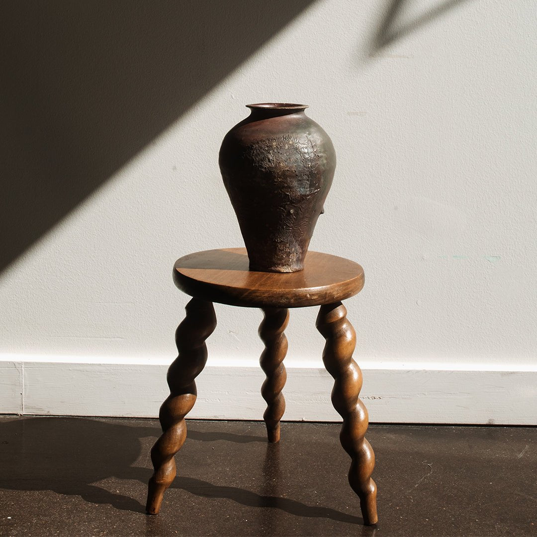 Japanese Black Glazed Vase by Ryuichi Haga