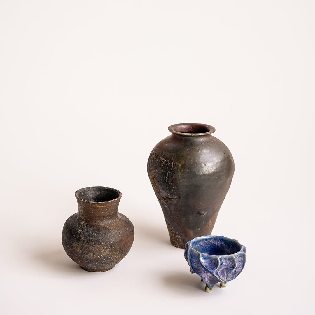 Japanese Black Glazed Vase by Atsushi Ogata