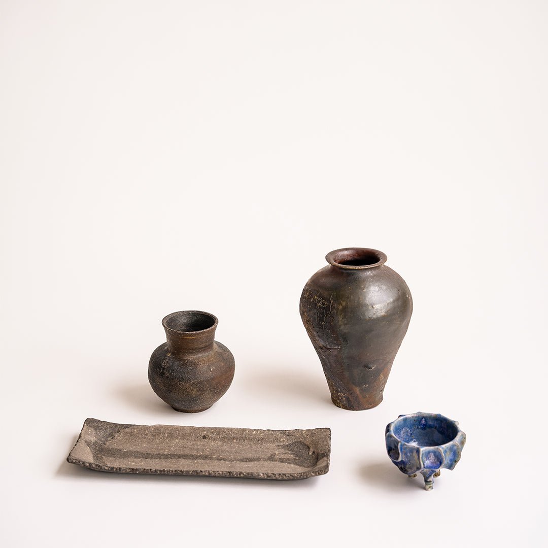 Japanese Black Glazed Vase by Ryuichi Haga