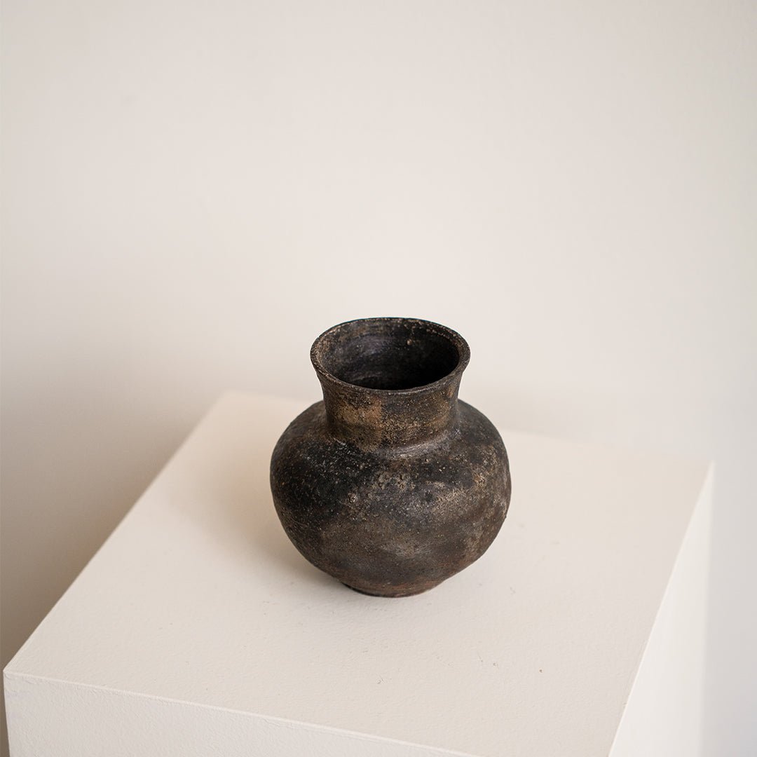 Japanese Black Glazed Vase by Atsushi Ogata