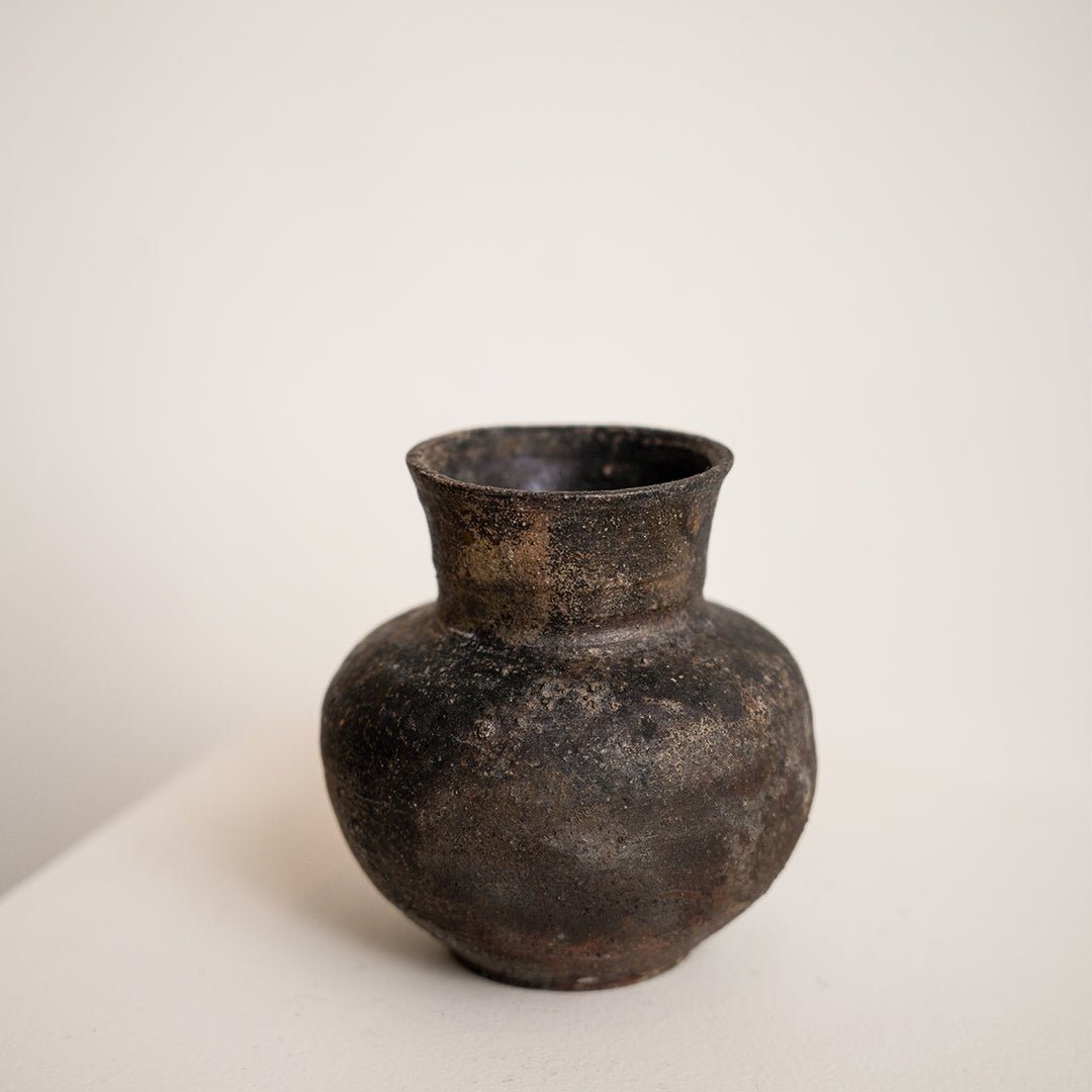 Japanese Black Glazed Vase by Atsushi Ogata