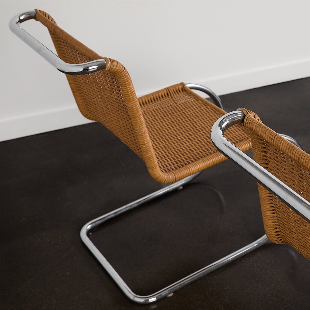 A Pair of Mies van der Rohe 'MR20' Cantilevered Chairs