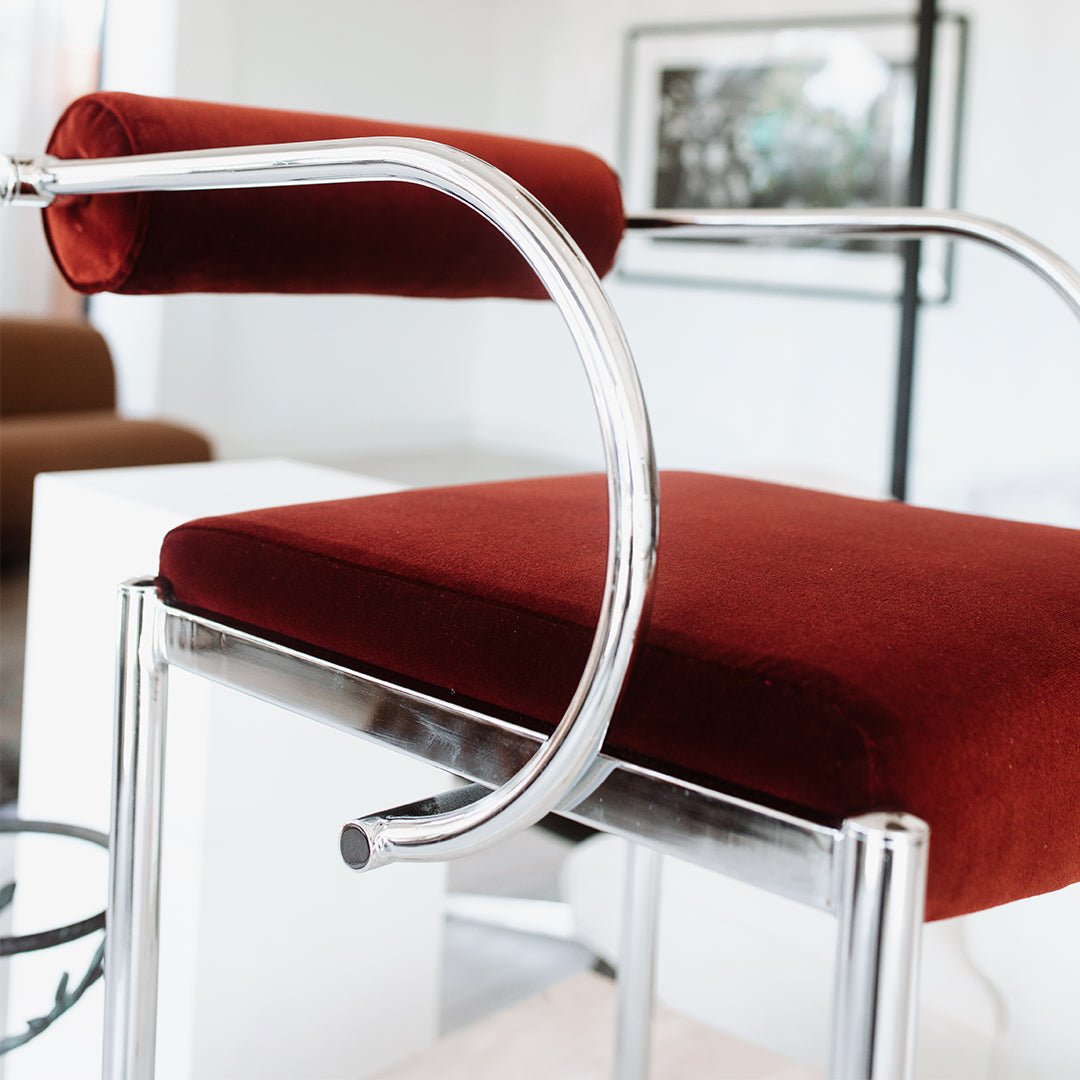 A Pair of Postmodern Tubular Chrome Armchairs