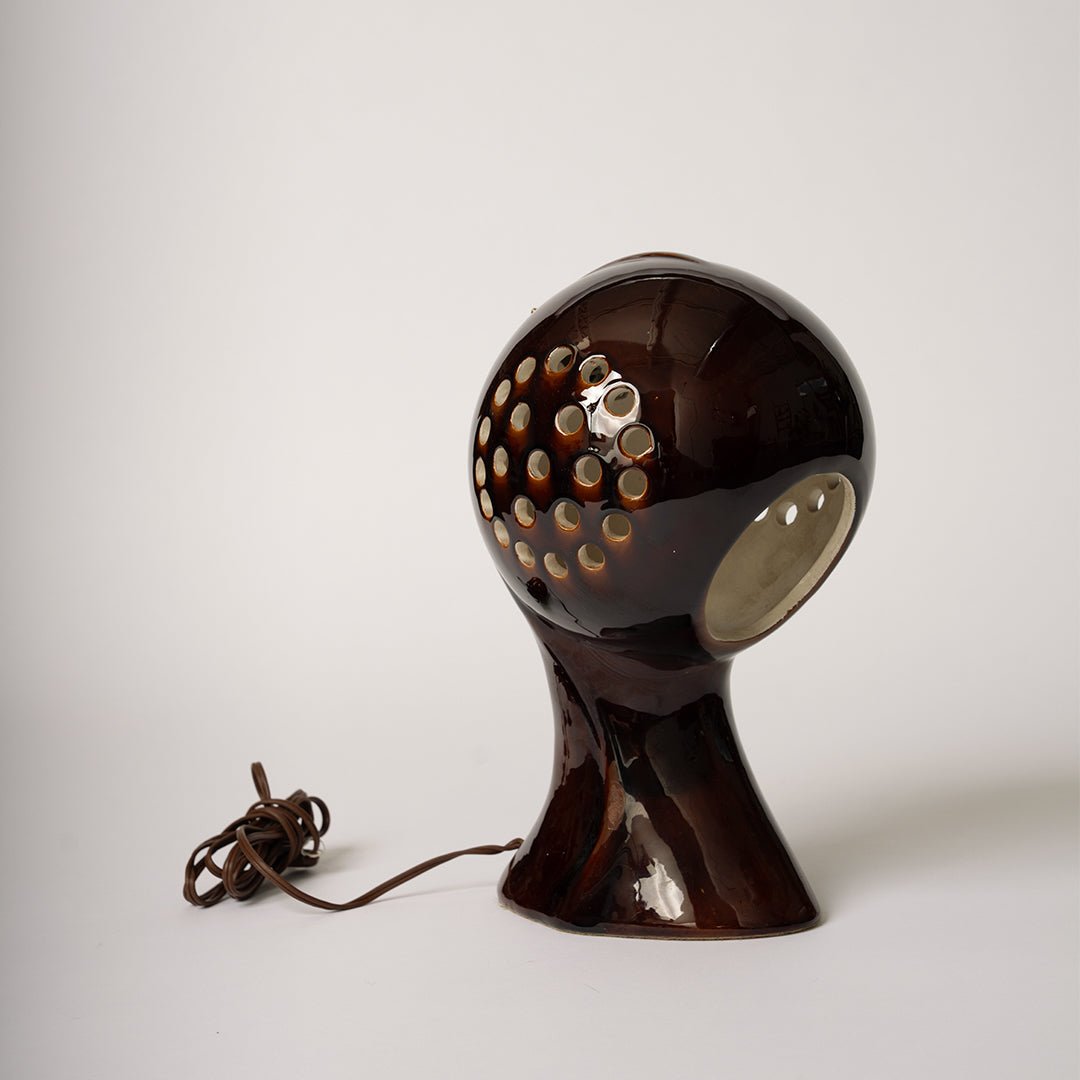 Sculptural Ceramic Table Lamp with Perforated Shade