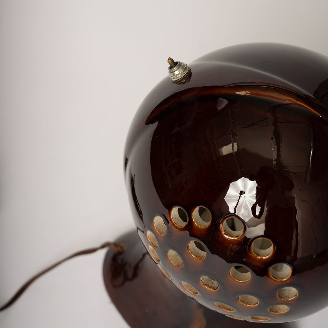 Sculptural Ceramic Table Lamp with Perforated Shade