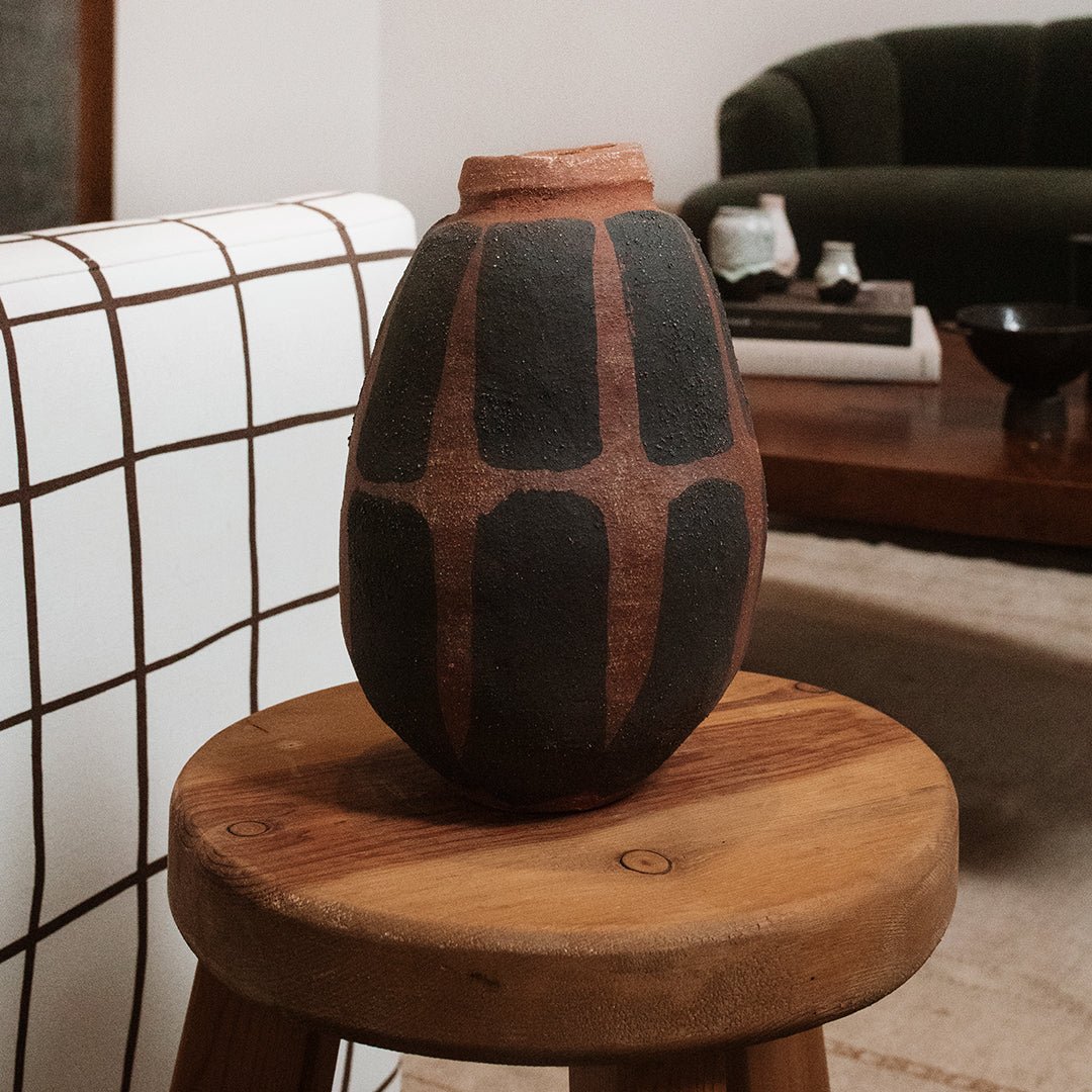 Terracotta + Black Abstract Vessel