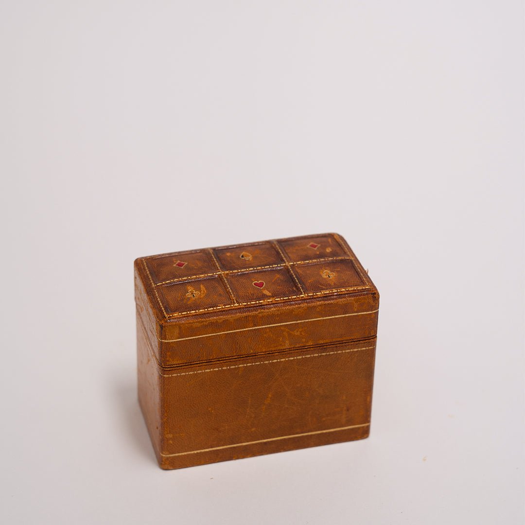 Vintage Leather Playing Card Holder