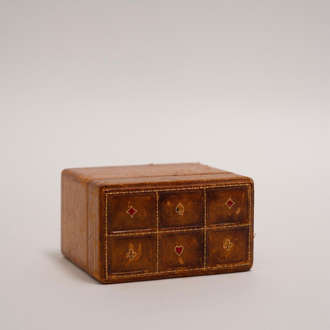 Vintage Leather Playing Card Holder