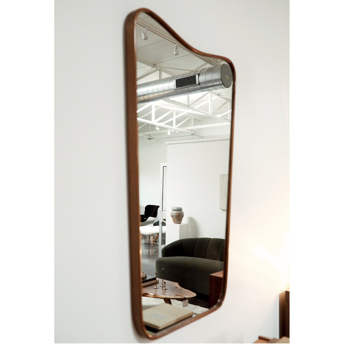 Vintage Italian Wall Mirror with Solid Walnut Frame