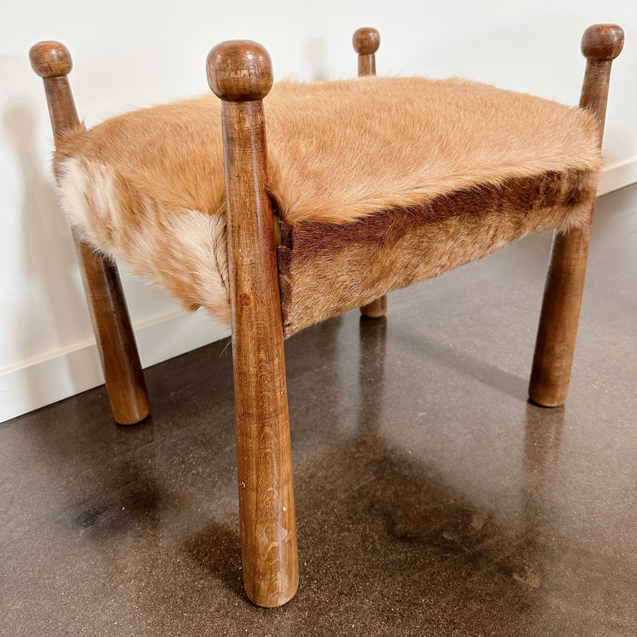 'Quilles' Style Cowhide Stool in the Manner of Jean Royère