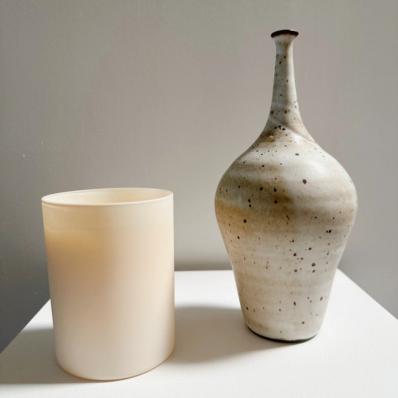 Matte White Speckled Bottleneck Vase