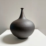 Black Clay Wide Bottleneck Low Vase