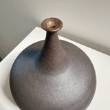 Black Clay Wide Bottleneck Low Vase