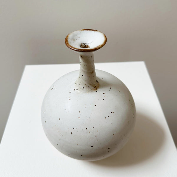 White Bottleneck Vase | made with black clay