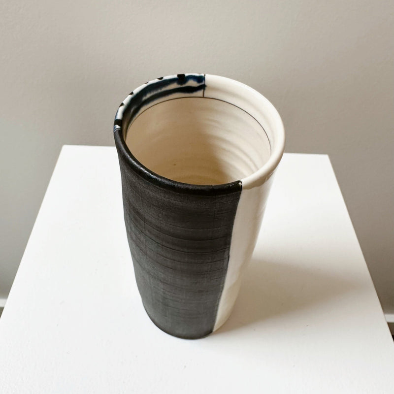 Studio Pottery, Black and White Ceramic Vase