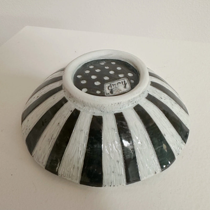 Black and White Porcelain Sgraffito Dish, Studio Pottery