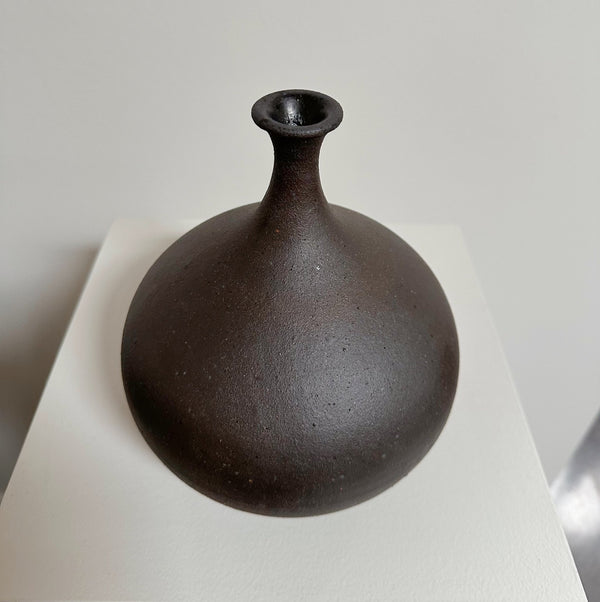 Black Clay Wide Bottleneck Vase