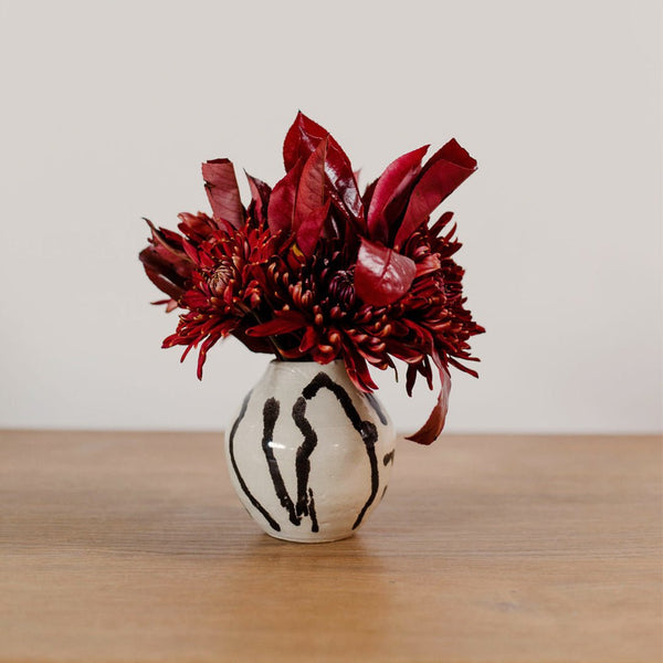 Studio Pottery, Small Black and White Vase