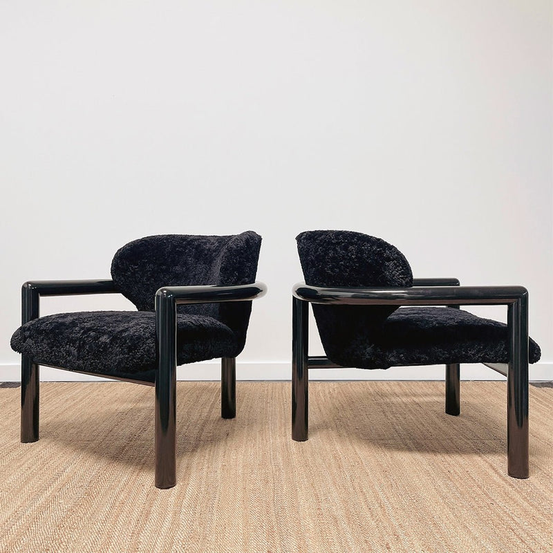 A Pair of Postmodern Lacquered Armchairs
