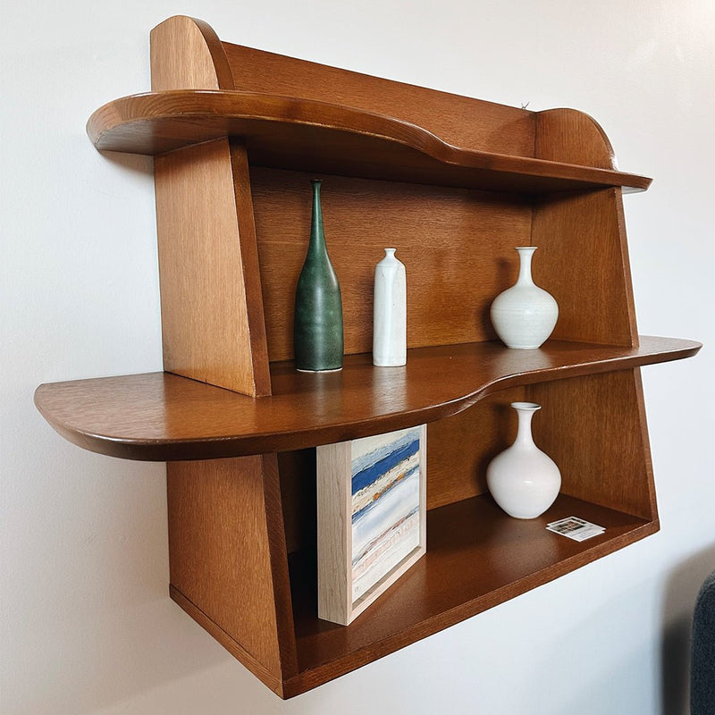 Midcentury Modern Wall Mounted Oak Bookshelf