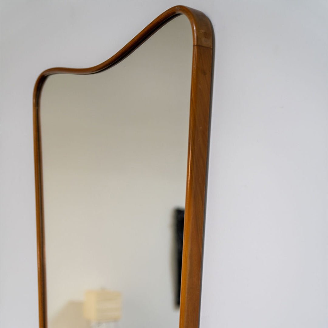 Vintage Italian Wall Mirror with Solid Walnut Frame