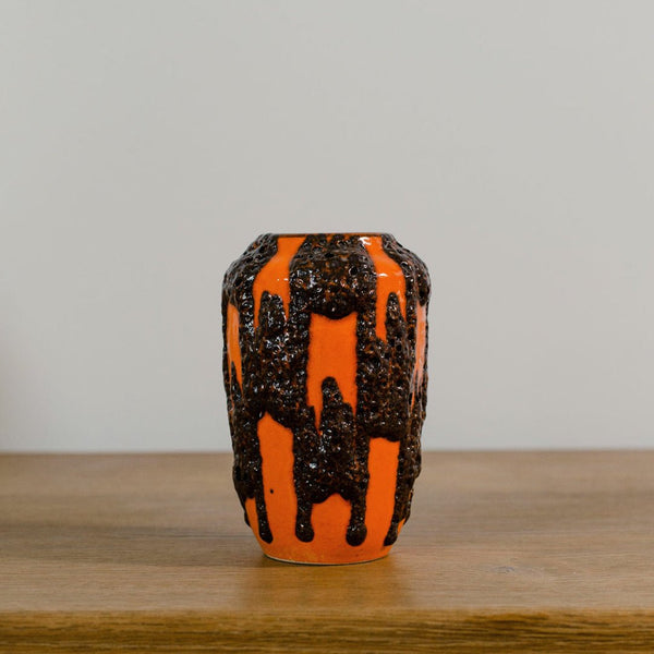 Model 238-18 West German Orange Lava Ceramic Vase