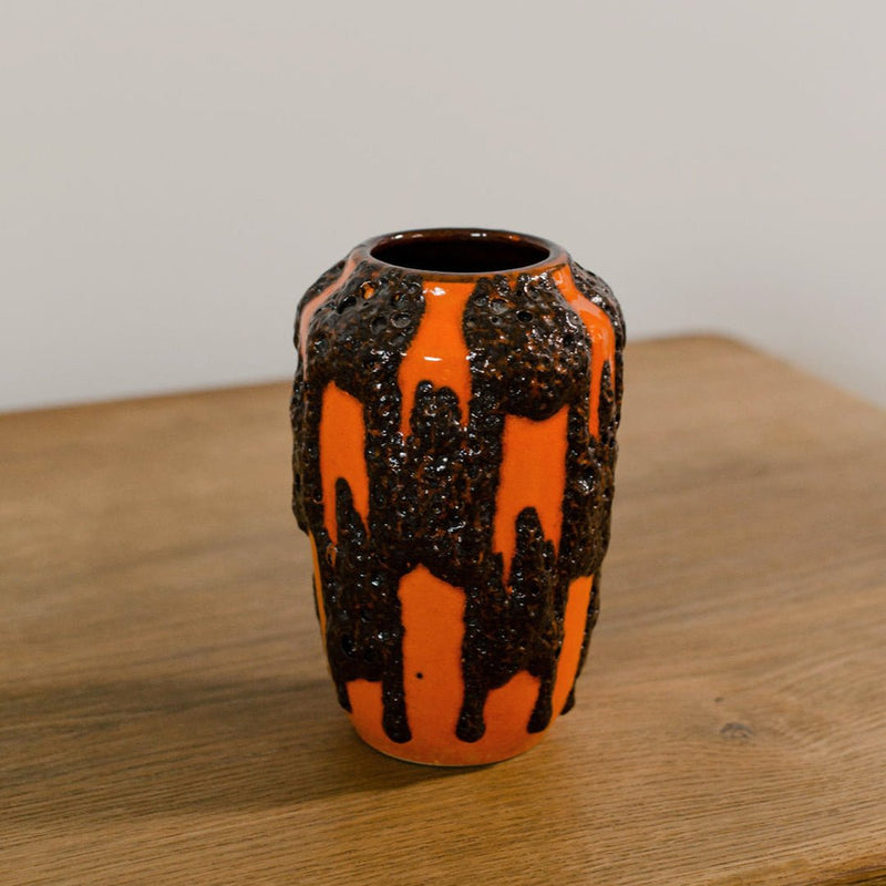 Model 238-18 West German Orange Lava Ceramic Vase
