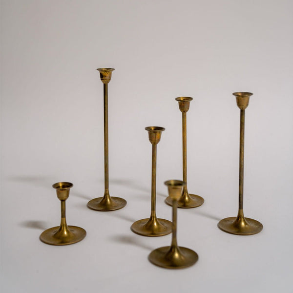 A Set of Six Tapered Vintage Brass Tulip Candlesticks – The Selby